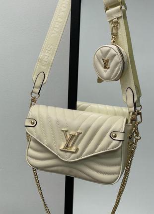 Сумка женская louis vuitton wave cream/gold lv луи витон через плече, клатч6 фото