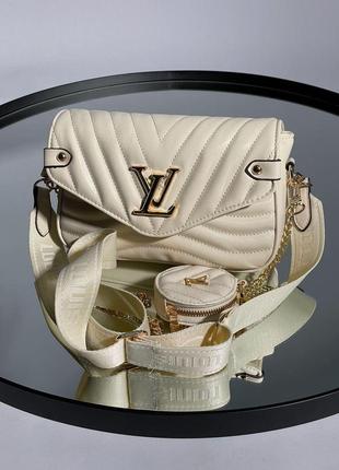 Сумка женская louis vuitton wave cream/gold lv луи витон через плече, клатч5 фото