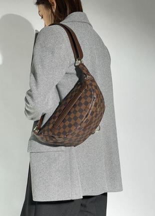 Сумка бананка louis vuitton discovery bumbag pm brown chess canvas lv луи витон через плече, клатч