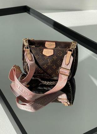 Сумка женская louis vuitton pochete multi pink lv луи витон на плече , клатч крос боді