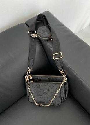 Сумка женская louis vuitton pochete multi black lv луи витон на плече , клатч крос боді