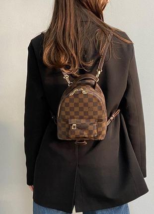 Портфель мини женский louis vuitton palm springs mini brown chess lv луи витон рюкзак через плечо сумка6 фото