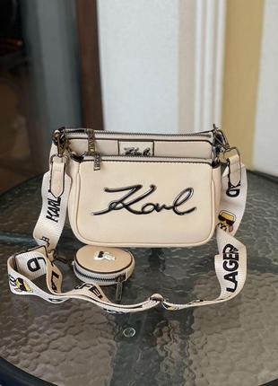 Сумка karl lagerfeld pochette cream женская сумка клатч карл лагерфельд 3 в 1