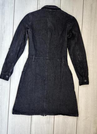 Джинсова щільна приталена сукня з кишенями xs-s8 фото