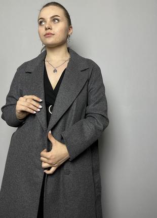 Пальто жіноче шерстяне графіт modna kazka mkdc11563 фото