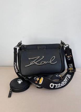 Сумка karl lagerfeld женская сумка клатч карл лагерфельд черная 3 в 1 - 3