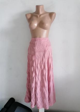 ☘️пыльно - розовая юбка миди расклешенная ☘️пастельно рожева довга спідниця