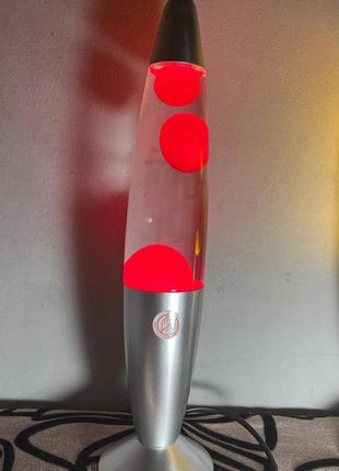 Светильник лава лампа 34 см, с парафином красная