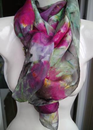 Потрясающий лёгкий шарфик 100% шёлк/шёлковый шарф платок повязка на голову