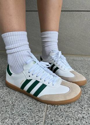 Женские кроссовки adidas samba white green / smb4 фото