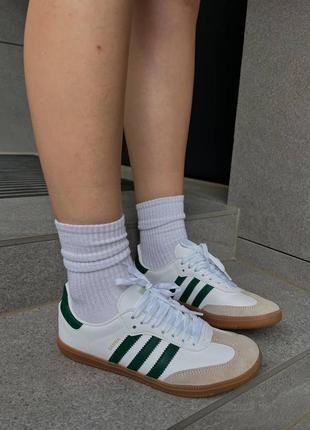 Женские кроссовки adidas samba white green / smb5 фото