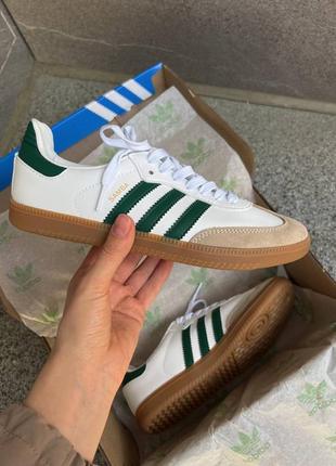 Женские кроссовки adidas samba white green / smb3 фото