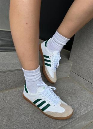 Женские кроссовки adidas samba white green / smb7 фото