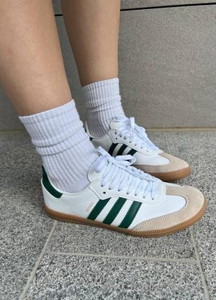 Женские кроссовки adidas samba white green / smb9 фото