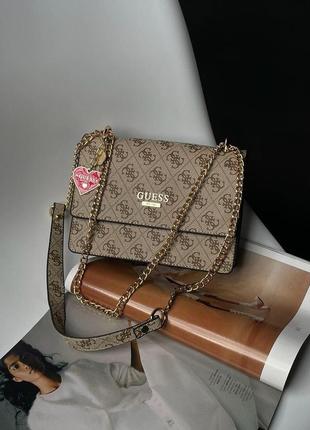 Жіноча сумочка через плече guess mini bag gold гесс  крос - боді клатч