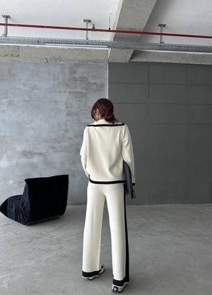 Женский элегантный модный невероятный белый костюм пиджак + брюки тренд 20234 фото