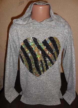 Кофта * bluezoo* трикотаж (как вязочка) рисунок в паеточках, 9-10 лет (140 см)