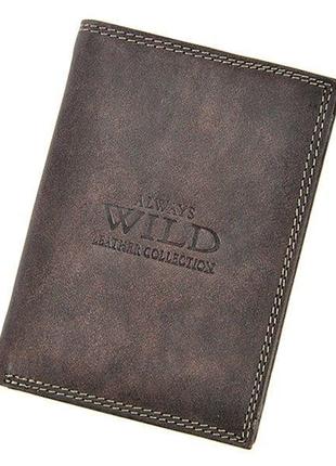 Чоловічий шкіряний гаманець wild n4-mcr чорний -