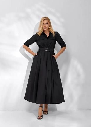 Жіноча літня сукня чорна з поясом modna kazka mksn2316-07