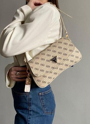 Жіноча сумочка через плече guess cordelia flap shoulder bag beige гесс  крос - боді клатч5 фото
