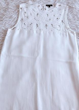Белое платье massimo dutti с кружевным верхом7 фото