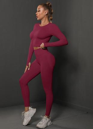 Лосины/леггинсы женские с эффектом push-up бордовый цвет