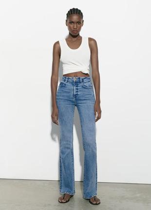 Расклешенные джинсы с высокой посадкой zara, 36р, оригинал2 фото