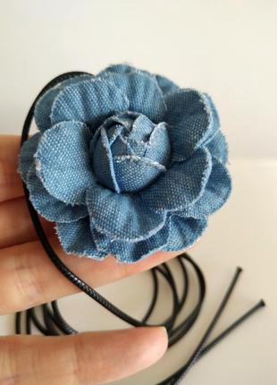 Тренд маленький цветок тканый джинсовая голубая чокер на шнурках колье пояс4 фото