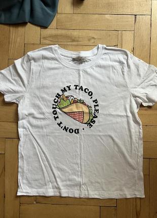 Футболка белая с принтом taco 🌮