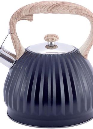 Чайник kamille whistling kettle black 3л из нержавеющей стали со свистком, черный2 фото