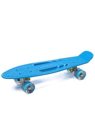 Скейт детский пенни борд, скейтборд для детей со светящимися колесами profi ms0459-1 синий4 фото
