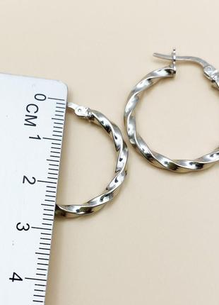 Сережки-кільця срібні з алмазною гранню d=25мм 3,12 г2 фото