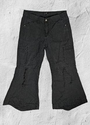 Вінтажні, жіночі брюки кльош з накладними кишенями y2k