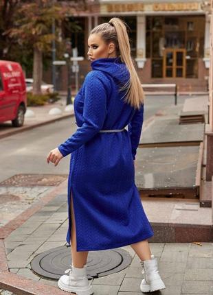 42-64р платья платье туника длинная ниже колен тепла демисезонная с капишоном синий черный серый2 фото