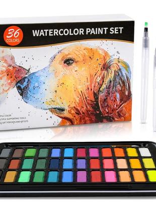 Подарунковий набір акварельних фарб для малювання professional paint set 36 кольорів у металевому пеналі.