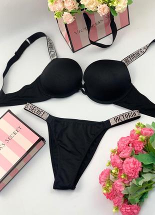 Victoria ́s secret черный комплект со стразами