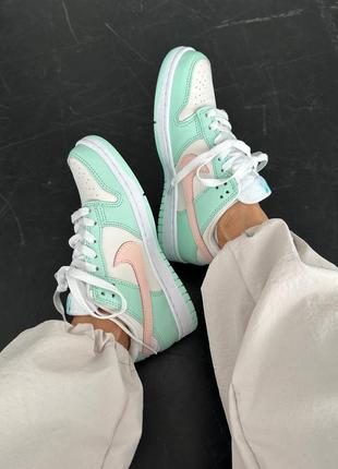 Жіночі кросівки салатові nike sb dunk low « mint / pink »