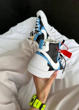 Женские кроссовки стные с черным nike blazer x sacai black legend blue4 фото