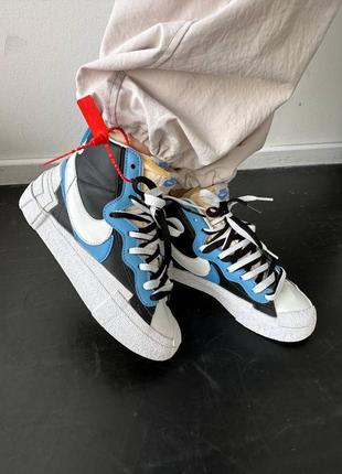 Женские кроссовки стные с черным nike blazer x sacai black legend blue