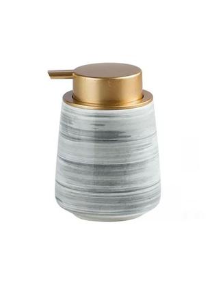 Дозатор керамічний для рідкого мила, миючих засобів bathlux 400 мл, для ванної та кухні сірий1 фото
