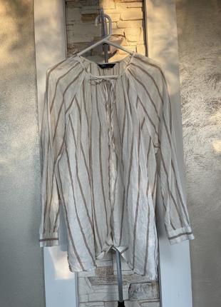 Льняная полосатая рубашка m&s collection