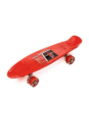 Скейт дитячий пенні борд 56х14 см, скейтборд profi ms0848-5, колеса пу світяться, abce-7, алюмінієва підвіска, червоний2 фото
