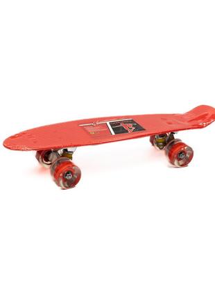 Скейт дитячий пенні борд 56х14 см, скейтборд profi ms0848-5, колеса пу світяться, abce-7, алюмінієва підвіска, червоний3 фото
