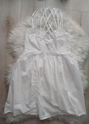 Легковесное коттоновое платье с переплетами на спинке, белое кттоновое платье2 фото