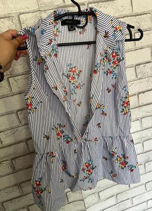 Блуза цветочный принт, рубашка цветочный принт, полосканая блуза, рубашка в полоску, полосканая рубашка1 фото