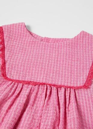 Розовое платье с кружевом и рюшами zara платье сарафан зара3 фото