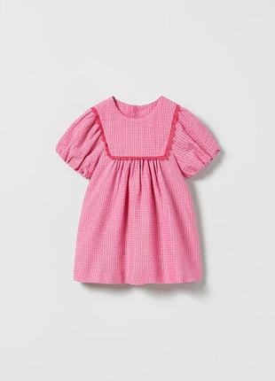 Розовое платье с кружевом и рюшами zara платье сарафан зара