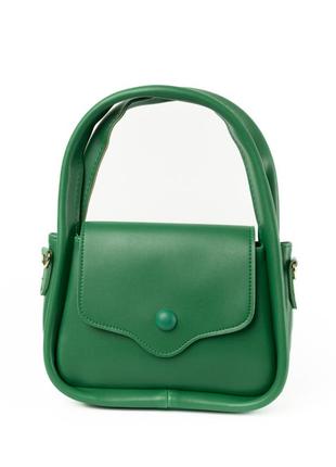 Сумка жіноча стильна через плече з ручками та ремінцем, сумочка клатч, зелений1 фото