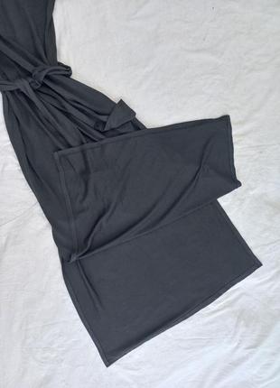 Шикарная длинная платье футболка с поясом и разрезами на ногах3 фото