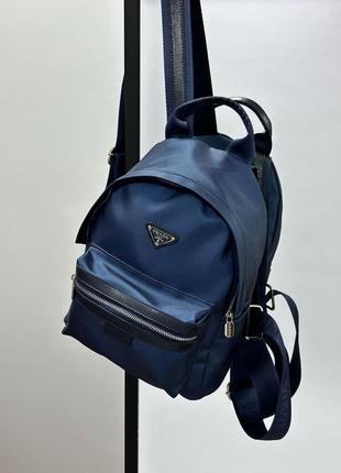 Рюкзак prada re-nylon small backpack blue (2 фото